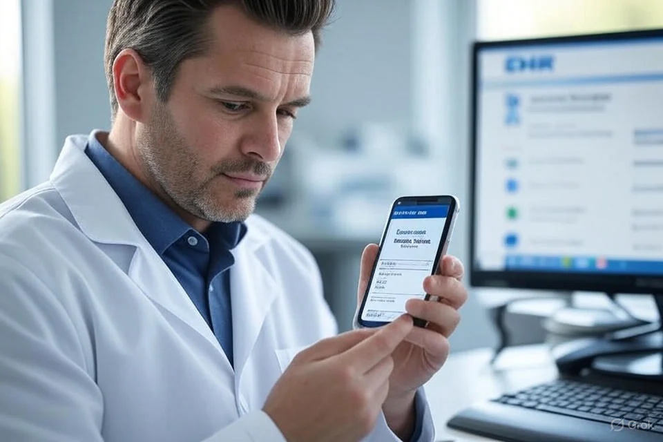 Doctor using mobile health